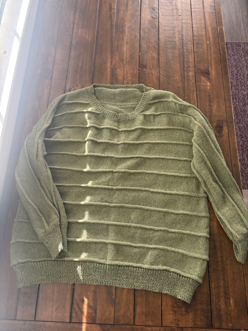 Olive Green Women's Lightweight Ribbed Sweater